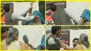 Delhi woman beats man with slipper on Hindu Ekta Manch, video goes viral- WATCH