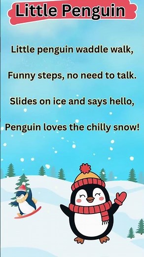 Little Penguin 🐧 | English Poem for Kids | Poem in English for Kids | Poems | Kids Poems 👦 #shorts