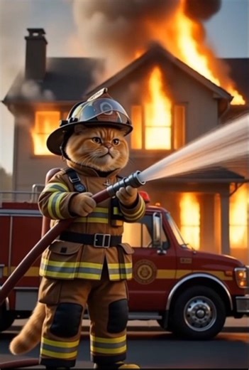 Kitten Firefighters in Action | Tiny Heroes Fighting Fire.😽#CuteCat#FireFighter#viral