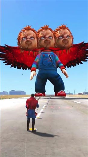 Random Superheroes VS Giant Chucky Winged#gtav #shorts #gta