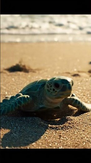 Baby Sea Turtle 🐢 | First Swim into the Ocean 🌊 #babyturtle #naturecinematic #cinematicshot