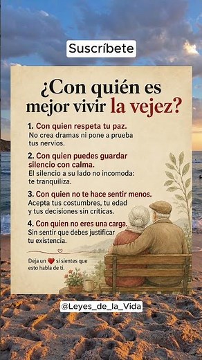 La vejez se vive mejor con paz, respeto y calma. ❤️ #Reflexión #Vejez #Paz