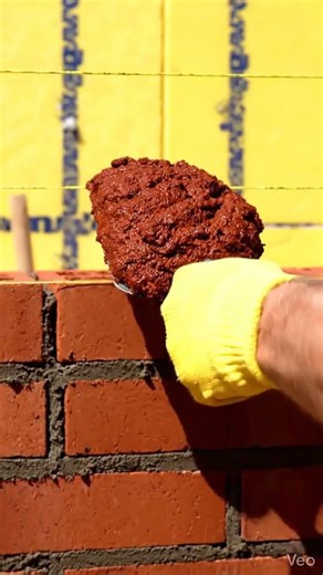 Satisfying Red Mortar Application: Perfect Color Match for Bricklaying 🧱