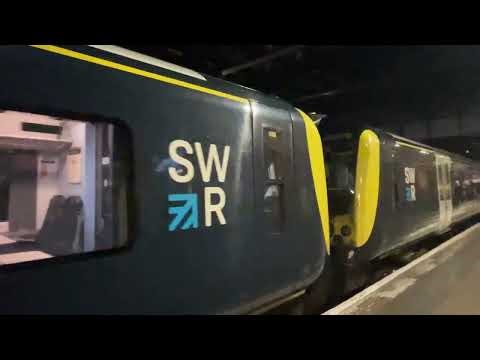 SWR class 450 8 car train coming into Bournemouth on platform 3