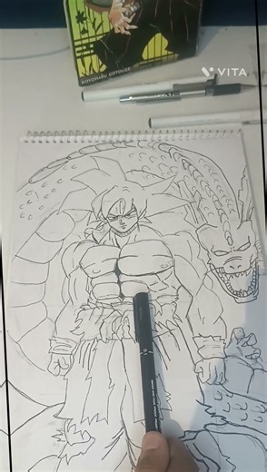 Goku with Shenron drawing🔥🔥🐲🐲#Goku#Dragonballz#Shenron