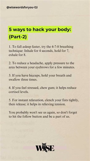 Genius Body Hacks for Instant Relief#BodyHacks#LifeHacks#HealthTips#MindBody #wisewords