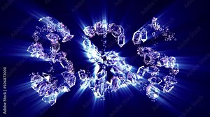 $$$ - text of diamonds with light rays, isolated - loop video
