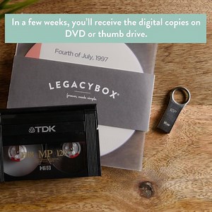 It’s the simple, safe, we’ve thought of everything mail-in solution for digitizing these treasures. Experience the joy, peace of mind, and nostalgia of reliving your most important recorded moments, digitally. The only thing not included… tissues. | Legacybox