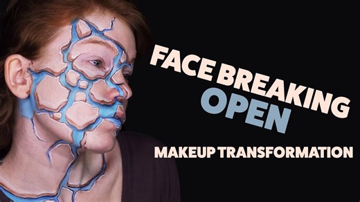 Face cracking open makeup amazes with shocking realism