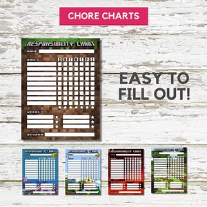 Kids Chore Chart Pixel Miner Theme – Digital Download for Home - Etsy