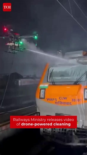 The Ministry of #Railways has unveiled an exciting video demonstrating drone-powered cleaning for the Amrit Bharat Express. This cutting-edge technology ensures #trains and stations stay spotless while boosting cleaning efficiency. #DroneTechnology #SmartCleaning #AmritBharatExpress #IndianRailways | The Times of India