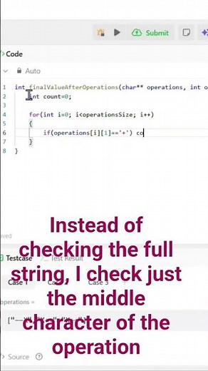 Leetcode 2011 | Final Value of Variable | Super Easy C Solution