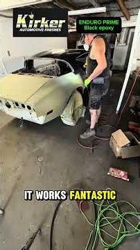 Spraying Black Epoxy With Electric Spray Painting Gun