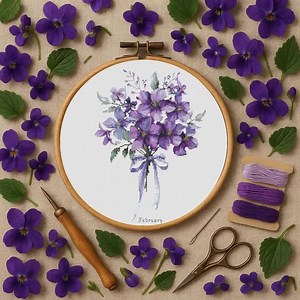 February Violet Birth Flower Cross Stitch Pattern: Floral Embroidery (PDF Digital Download - Etsy