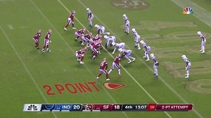 Darius Leonard deflects Garoppolo's two-point throw to preserve Colts' lead