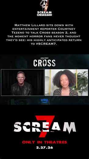 Matthew Lillard sits down with entertainment reporter Courtney Tezeno to talk Cross season 2, and the moment horror fans never thought they’d see: his highly anticipated return to #SCREAM7. After nearly 30 years, Lillard reflects on stepping back into the legacy he helped create, admitting: “My hope, this moment, is that I am not the one that finally kills the Scream franchise.” 🔪🩸 ‘SCREAM 7’ only in theaters February 27, 2026. Get your tickets NOW! 🔥🔥🔥 Follow us on X & Instagram for more u
