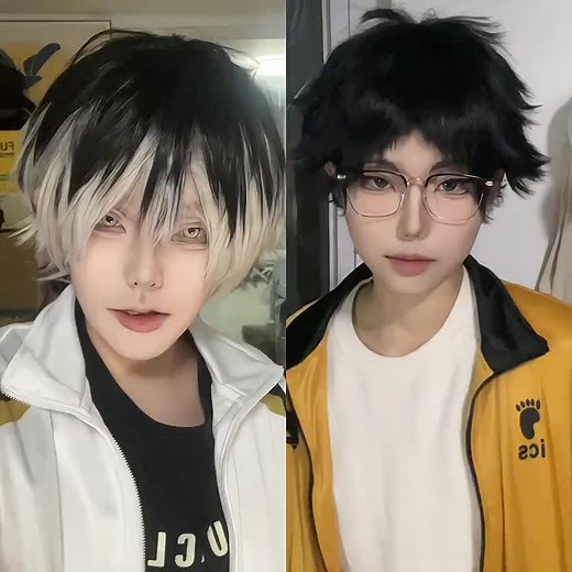 冬至快乐 一个年龄操作 成年赤苇跟学生木兔 小红穿的是黑狼木兔的外套呀 #cos #bokuto #akaashi #haikyuu #xuhuong