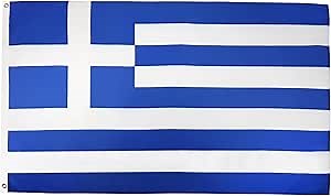 AZ FLAG - Greece Flag - Large 5x8 Ft - 100D Polyester Greek Big Banner with Two Metal Grommets - Fade Resistant - Vivid Colors - 5' x 8' Feet - 250x150 Cm