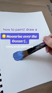 How to paint and draw a Moonrise over the ocean with acrylic paint pens! (With a boat) #paintpens #a [7374496018714381598] | Princess Moon