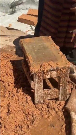 Making red clay ventilation bricks quickly using special mold tool today at factory site efficiently