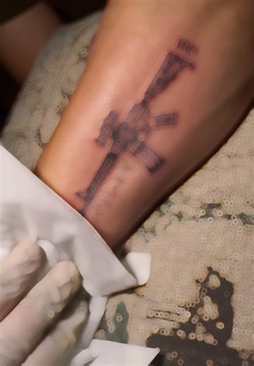 M4 American Gun Tattoo Designs for Forearm Art