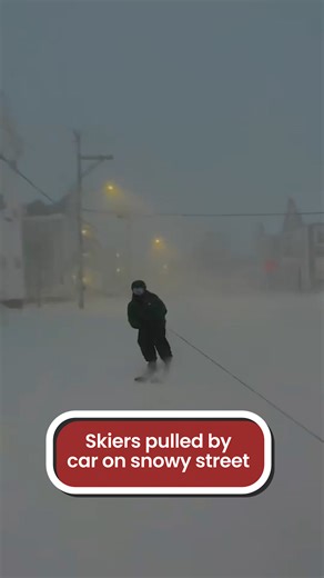 The Mirror on Instagram: "Two skiers made the most of a snow storm in Rhodes Island"