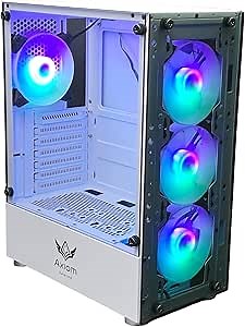 Nova Series C013 | ATX Mid-Tower PC Case | Built-in RGB Lighting | Tempered Glass Front & Side Panels | 4 x 120mm RGB Fans Included | Fan Controller with Remote | (White)