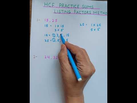 HCF Practice Sums by Listing Factors Method