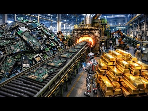 Old Computer CPU Parts to Pure Gold Bars | Amazing E-Waste Recycling Process