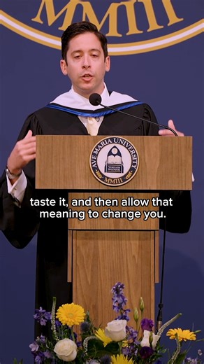 "In the beginning was the Word... Meaning comes first, and the world points to that meaning. See it, hear it, feel it, smell it, taste it—and then allow that meaning to change you." - Michael Knowles, Ave Maria University Commencement 2025 | Ave Maria University