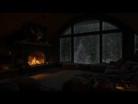 Snowstorm and Howling Wind Outside the Cabin | Winter Blizzard Sounds for Sleep | Icy Midnight