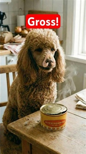 Poodle Goes Crazy Trying to Block the Smell of Surströmming! 😂 Extreme Dog Job! #surströmming