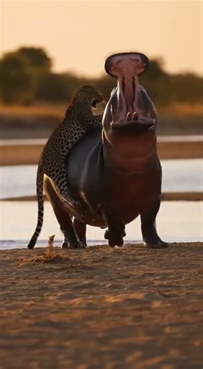 Hippo Smash a Leopard in Seconds Unbelievable Wild Battle #wildlife #nature #animal