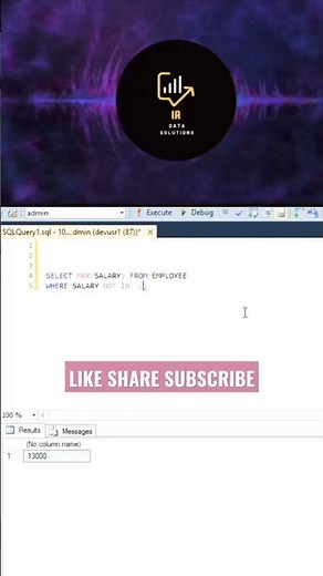 SQL Query to select 2nd highest salary of employee