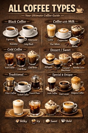 Types of Coffee Drinks ☕ |Hot vs Cold Coffee Drinks ☕ | Know Your Coffee Vibe!
