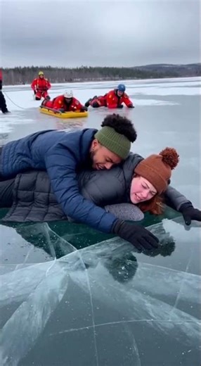 Friends Hold Each Other on Cracking Ice Until Rescue Arrives #survivalstory #aireconstruction