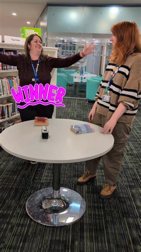 It's Amanda versus Terri in our library challenges game! Who will win? #northtynesidelibraries #LibraryChallenge #itsnearlytheweekend | North Tyneside Community Hubs and Libraries