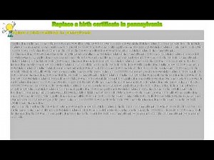 How to : Replace a birth certificate in pennsylvania