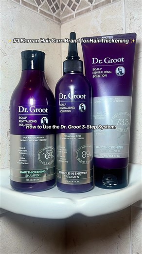 Struggling with thinning hair or an irritated scalp? The Dr. Groot set is a game changer. The shampoo deep cleans boosts moisture, the 5-second shower treatment smooths and softens, and the conditioner seals it all in. Clinically proven results—without harsh ingredients. 💆‍♀️✨ #DrGroot #ScalpCare #thickhair #HairThickening #HealthyHair #KBeautyFinds #MiracleInShower #FullerHair #NoMoreBreakage #tiktokmademebuyit #creatorsearchinsights