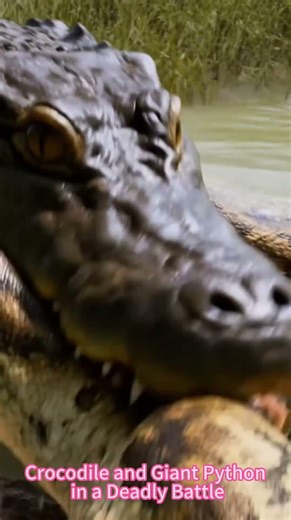 Water Terror!🐊🐍Crocodile and Giant Python in a Deadly Fight💥#crocodiles #python #DeadlyBattle