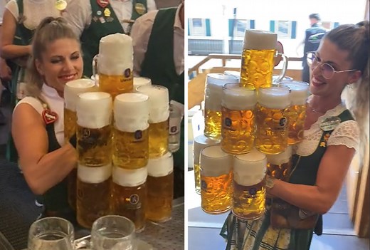Oktoberfest Waitress Goes Viral For Carrying 13 Beers Weighing A Total Of 65 Pounds