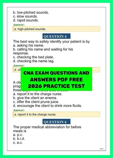 CNA Exam Questions and Answers 2026 | Free Practice Test PDF & Review
