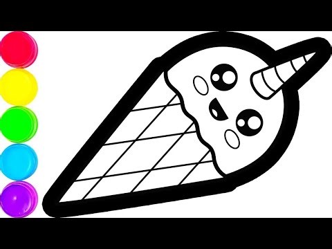 Glitter Ice Cream Unicorn coloring and drawing for Kids 