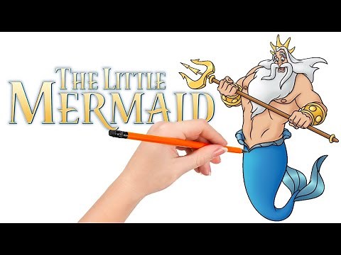 How to draw King Triton (the Sea King) from The Little Mermaid