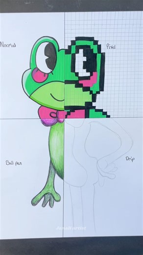 Drawing Ribbit in 4 different styles [ Prt 3 ] #theamazingdigitalcircus #ribbit #jax #shorts