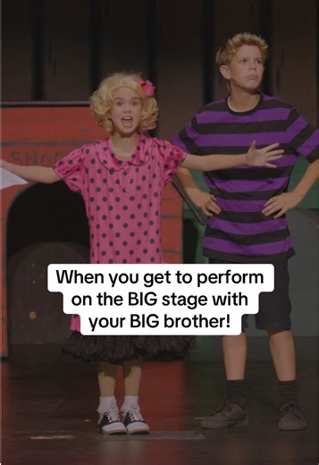 Performing “New Philosoohy” from You’re a Good Man Charlie Brown, with her big brother. Sally Brown and Schroeder!!! #viraltiktok #theatrekid #sallybrown #talentedkids #broadwaymusicals