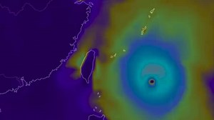 Video of wind power density of Typhoon Soudelor at 850 hPa, covering the next 60 hours as it crosses over Taiwan, as forecast by the GFS. earth.nullschool.net/#2015/08/07/1200Z/wind/isobaric/1000hPa/overlay=wind_power_density/orthographic=-237.27,24.78,1614 | earth.nullschool.net