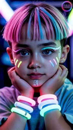 Neon Glow Kid ✨ Mesmerizing Look Under the Lights 🌈