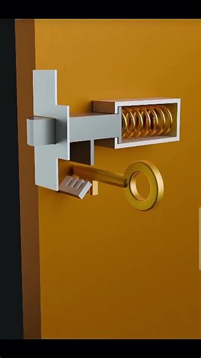 How a Key Unlocks a Spring-Loaded Latch: 3D Animation #3DAnimation#CGI#MotionGraphics