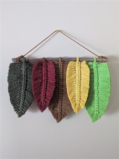 Handmade Feathers Macrame Wall Hanging 18 X 17 | Boho Wall Decor | Gift for Home - Etsy Canada